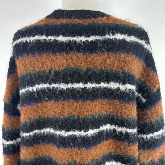 All Saints Oversize Fit XL Wool Alpaca Blend Stripe Crew -Neck  Sweater - Picture 6 of 10